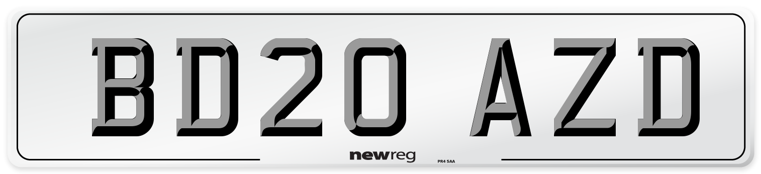 BD20 AZD Number Plate from New Reg